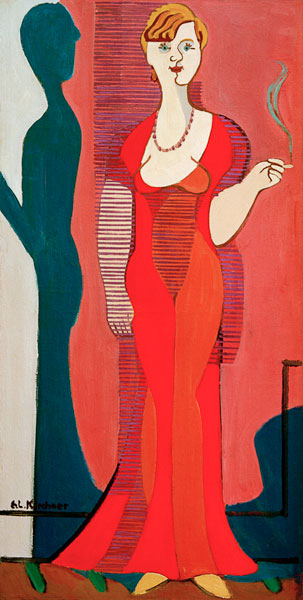 Blondýnka v červených šatech od Ernst Ludwig Kirchner